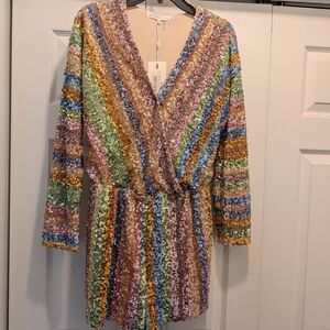 Multicolor Sequin Striped Dress